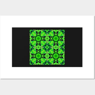 Pretty Green Leaves Lucky Clover Greenery Pattern 2 Posters and Art